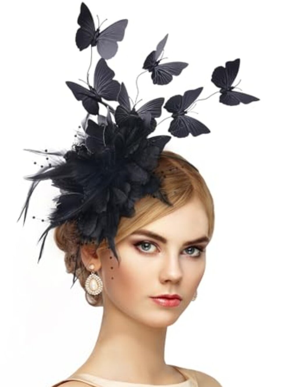 New - Butterfly Fascinators Hat for Women - 2026 Derby Flower Fascinator Feather